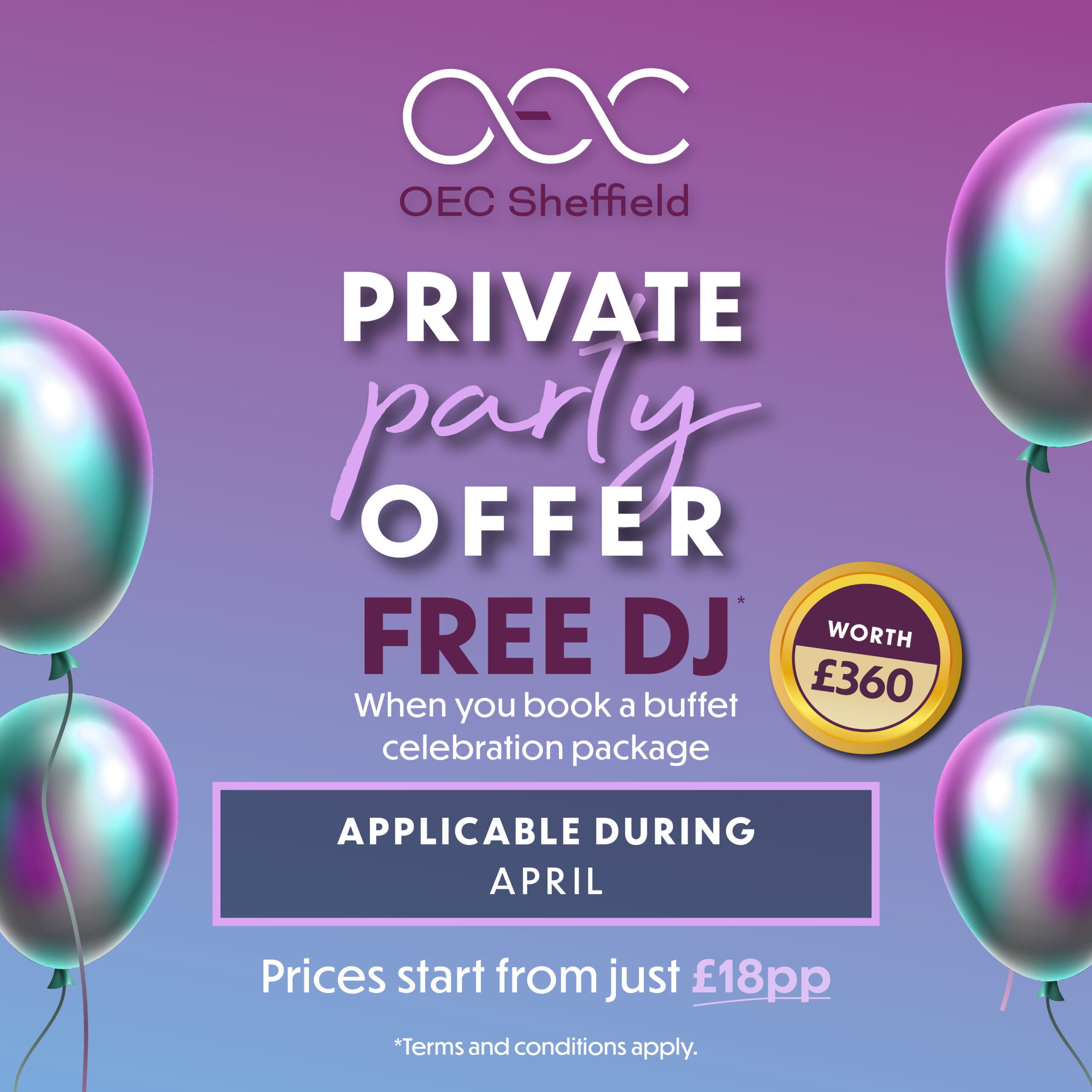 Private Party Free DJ Offers - OEC Sheffield